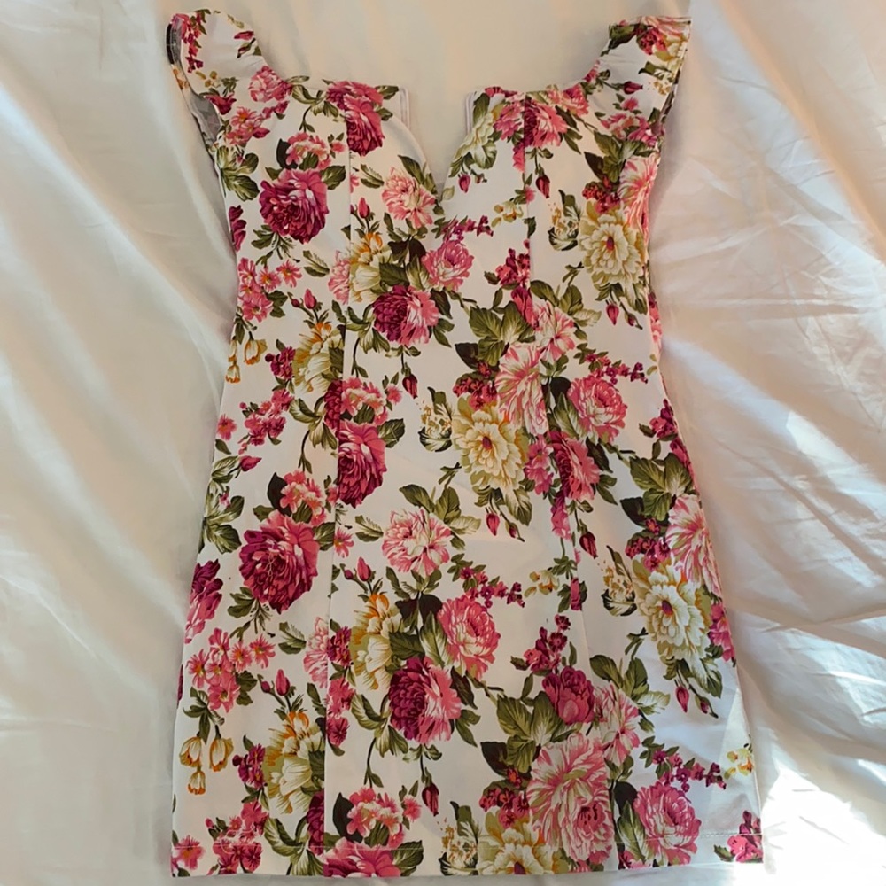 Pink floral sweetheart dress